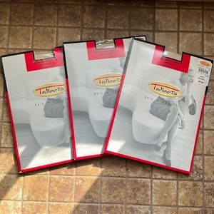 NWT 3 Pairs Talbots Nude Silky Lycra Sheer Control Top Sandalfoot Pantyhose